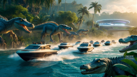Jurassic World Rebirth Teaser Reveals Ferocious New Prehistoric Creatures and Riveting River Chase logo