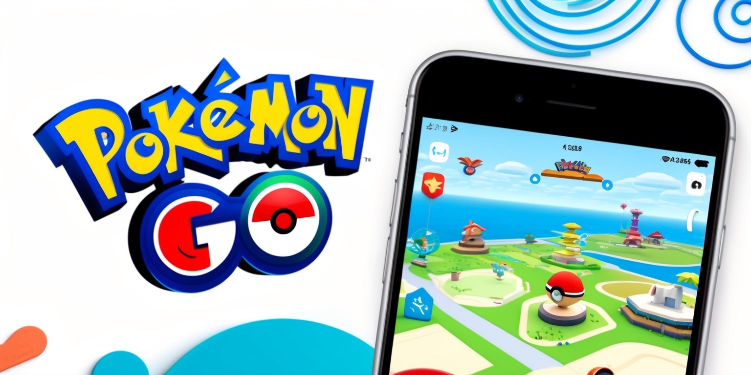 A screenshot of the Pokémon GO app on a modern smartphone, showcasing a bright and colorful interface with a mix of digital illustrations and real-world elements, set against a white background, with the iconic Pokémon GO logo prominently displayed at the top, featuring bold, rounded fonts in a vibrant blue color, accompanied by a few ornate, swirling patterns, while the main screen displays a stylized map view with various Pokémon, PokéStops, and Gyms scattered throughout, illustrated in a whimsical, 3D style, with subtle shading and textures, and a few menu buttons and icons tastefully arranged along the bottom and top edges, in a clean, minimalistic layout that emphasizes usability and fun.